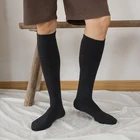 3 пары, толстые длинные чулки, мужские теплые носки до колена, однотонные зимние толстые махровые носки, мужские носки, женские мужские носки