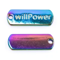 10pcs alloy willpower word plate charms pendant accessory rainbow color for jewelry making necklace earring metal bulk wholesale
