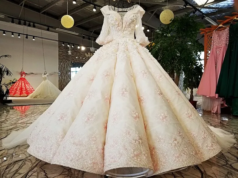 LS69412 Роскошная свадебная одежда бальное платье три четверти рукав Aliexpress, Китай Свадебные платья невесты последний дизайн