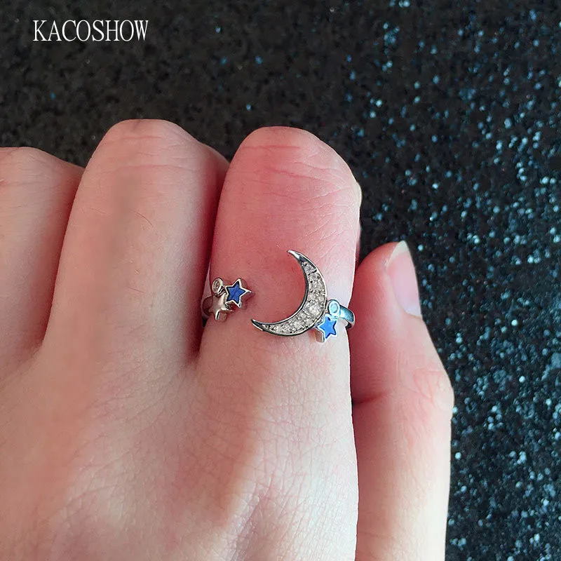 

KACOSHOW Новинка креативное регулируемое кольцо со звездой и Луной для девочек милый подарок на день рождения для женщин романтические аксессу...