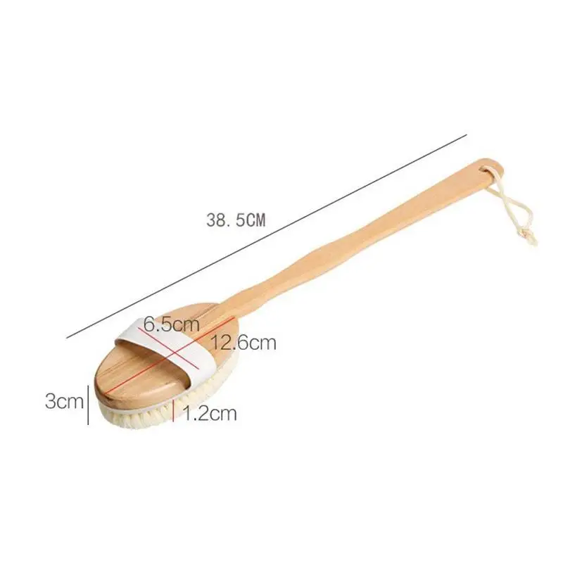 

Bathroom Body Brushes Long Handle Bath Natural Bristles Brushes Exfoliating Massager With Wooden Handle Dry Brushing Shower Tool
