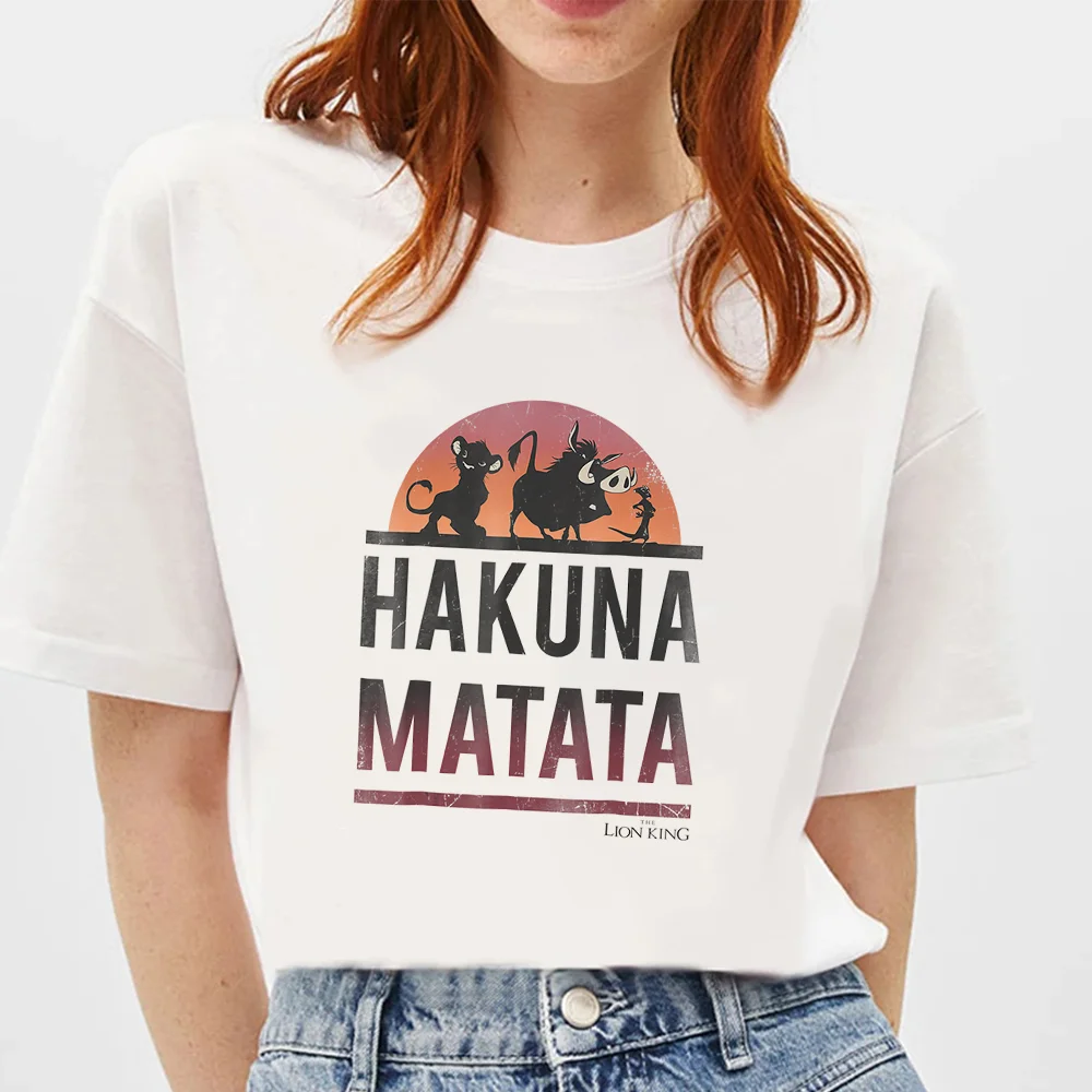 Футболка Simba Timon Pumbaa Hakuna Matata Disney Король Лев женская футболка с коротким рукавом