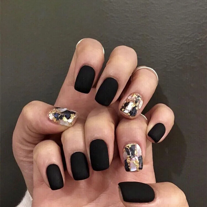 

24Pcs/box Black Nail Art Sticker Full Covering Acrylic Nail Sticker DIY Design Push Patch 2022 new arrivel