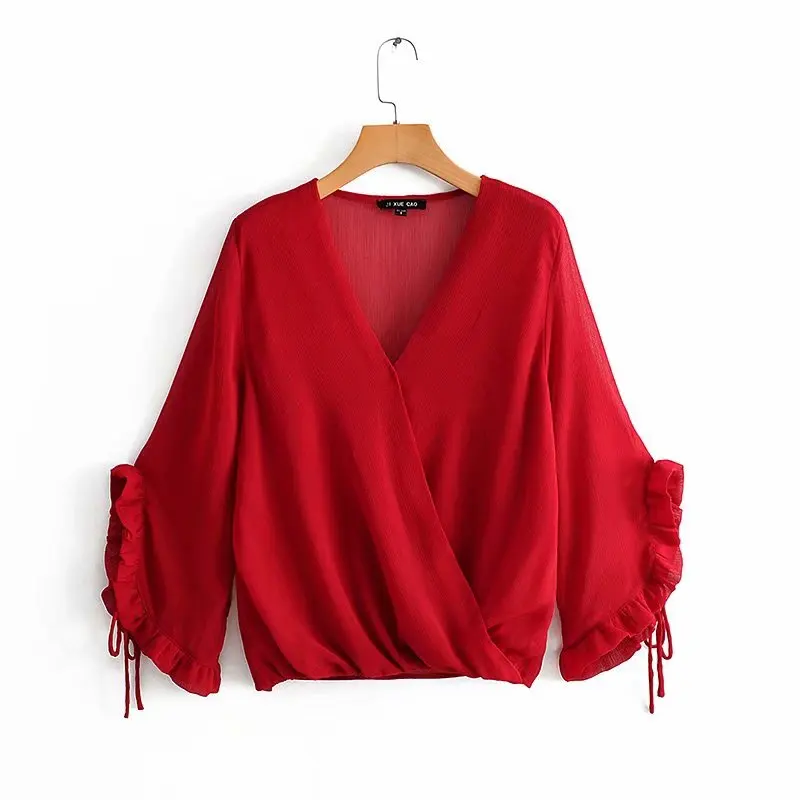 2019 Женская винтажная рубашка кимоно с рукавами бабочками украшенная