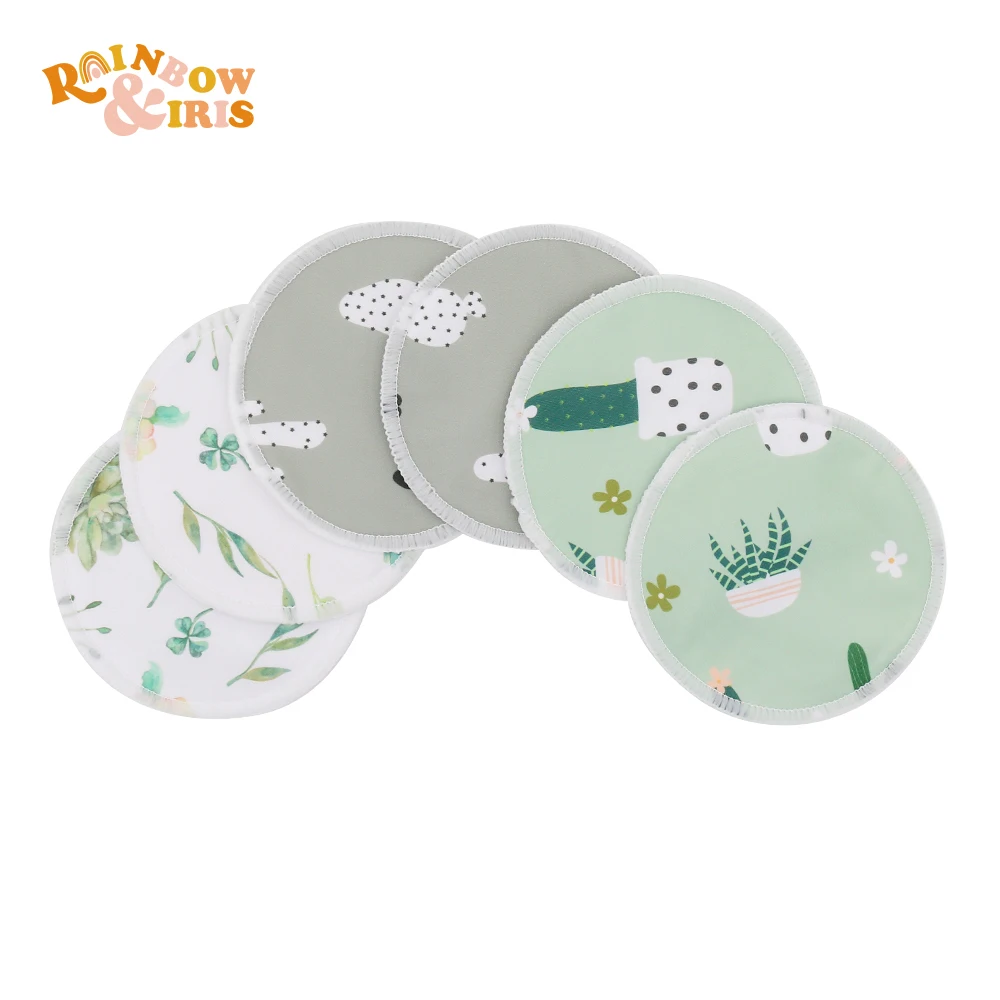 Rainbow & Iris-almohadillas de lactancia reutilizables para mujer, almohadillas de lactancia lavables, absorbentes e impermeables, 6 piezas, 12CM-0