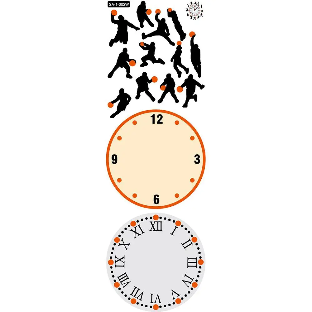 Метермолл баскетбольный узор настенные часы Наклейка для гостиной спальни