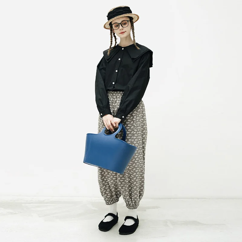 

Женские брюки с принтом imakokoni, повседневные штаны с высокой талией, свободные и тонкие, Морковные, 203169