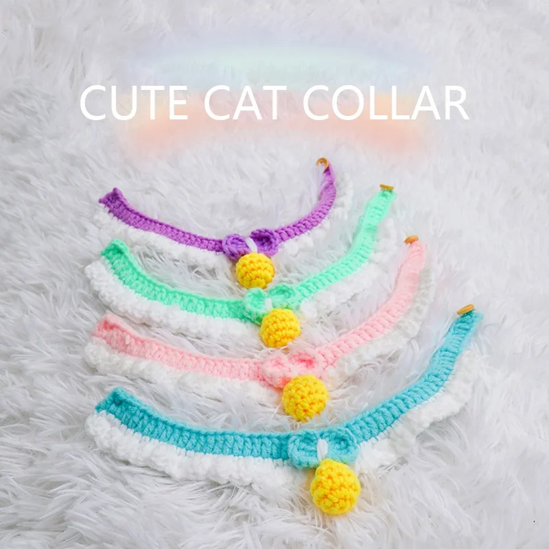 

Dog Necklace Cute Pendant Pet Collars Cat Manual Cotton Knitted Collar Puppy Kitty Choker For Teddy Ragdoll Accessories