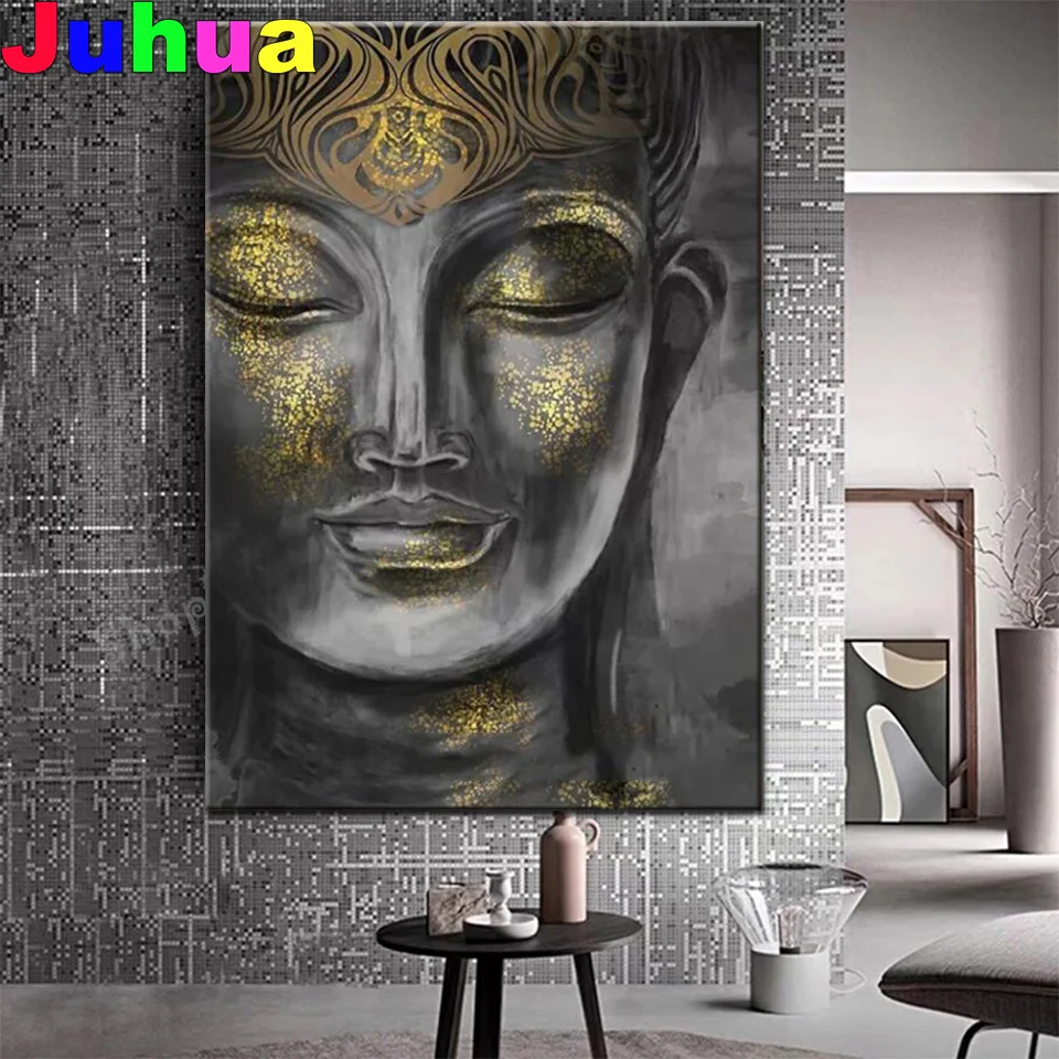 Diy 5D Golden Buddha Statue Full Diamond Painting Cross Stitch Kits Art Embroidery Mosaic High Quality Religion 3D Square round