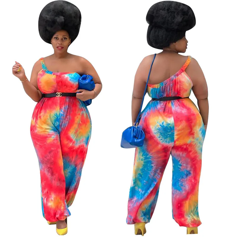 

Женский Летний комбинезон на бретельках, с одним открытым плечом и прямыми штанинами, размеры до 4xl