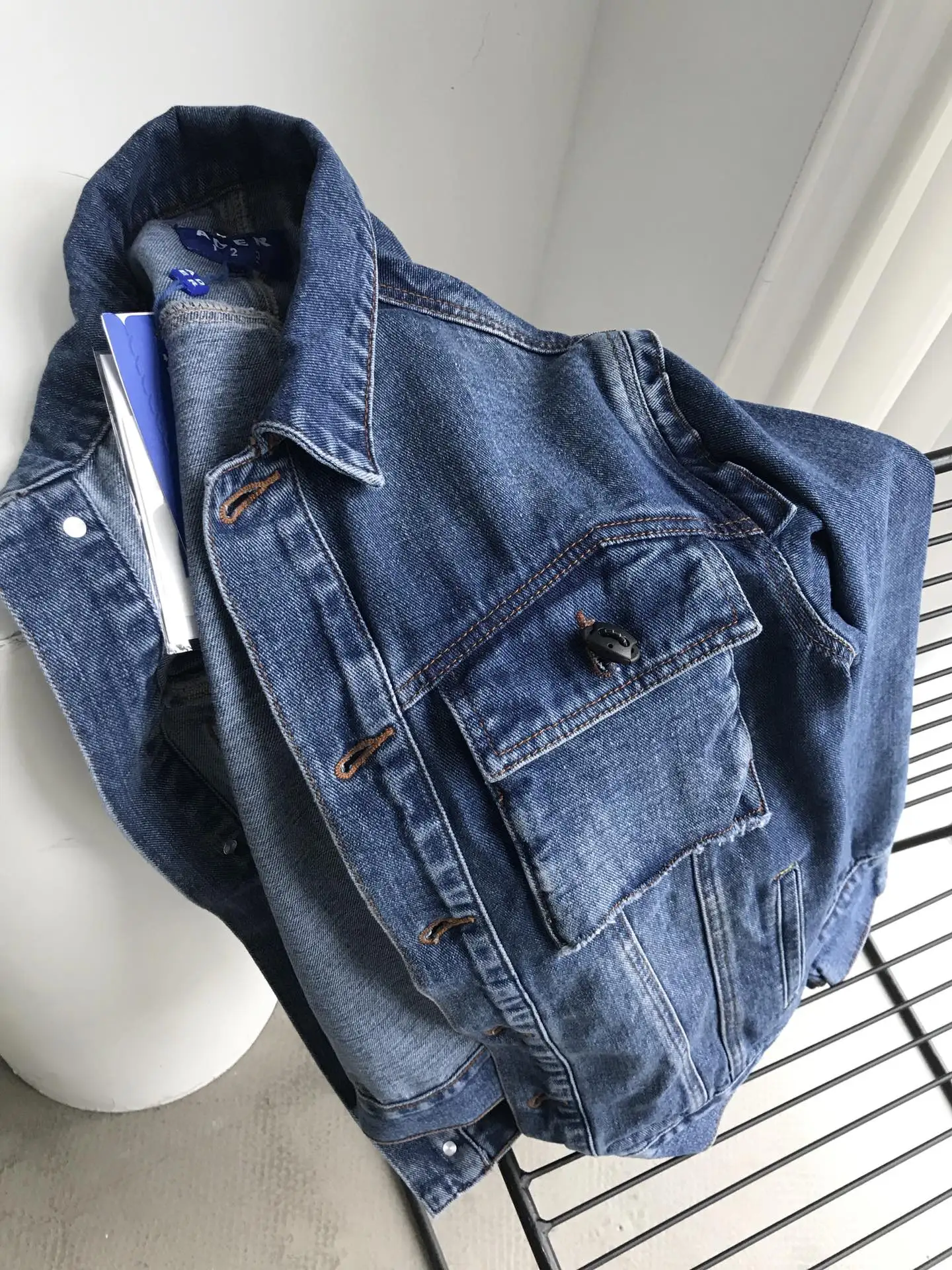 

2021 High Quality 1:1 ADER Denim Jacket Men Women Couple Blue Wash Chaqueta Oversized Hip-hop High Street Adererror Jacket