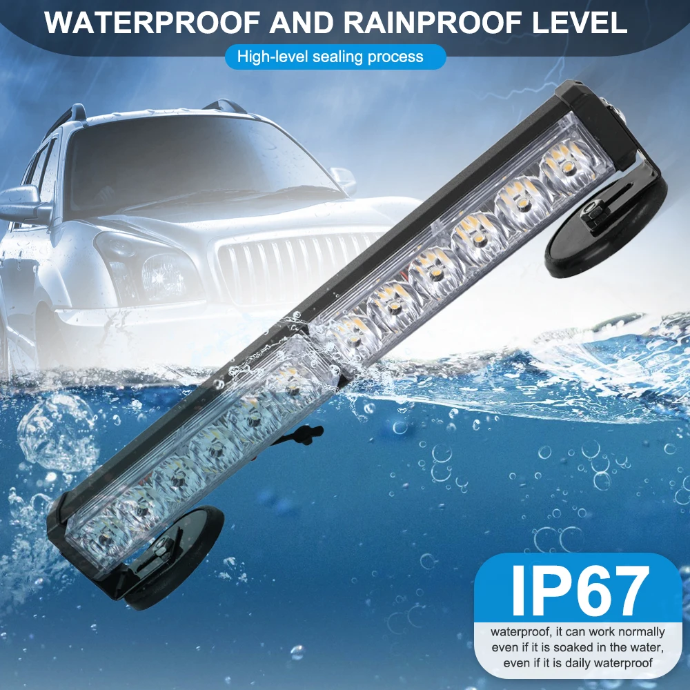 

General New Car 12 LED strobe light magnet ceiling long row strobe warning light stick light suitable For dangerous emergency