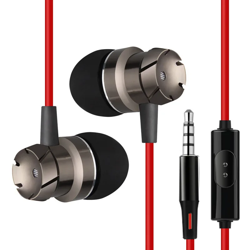 

New Practical Wire Metal Turbine Headset Sports Stereo In-ear Earphone Potable High Quality Volume Control Universal Headphones