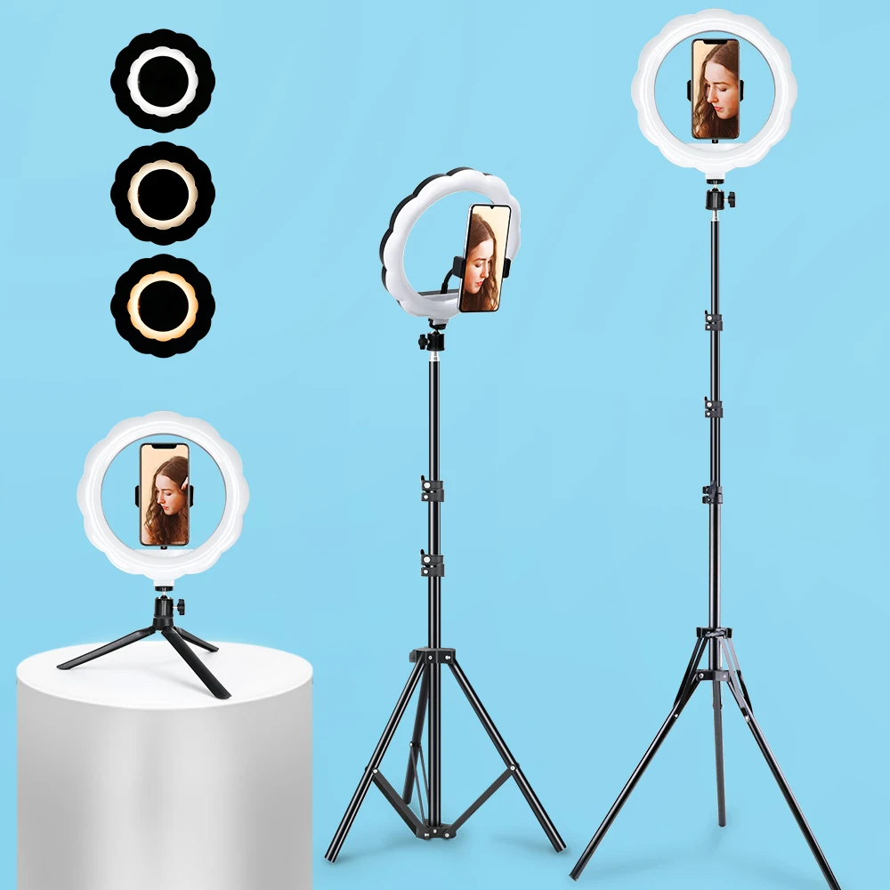

Selfie Ring Light Photography Led Rim Of Lamp With Mobile Holder Support Tripod Stand Ringlight For Live Video Streaming Makeup