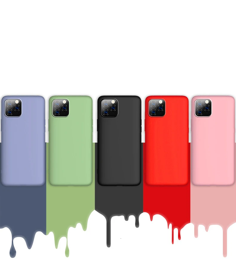 100 шт. жидкие силиконовые чехлы для Apple iPhone 11 Pro XS Max XR X 8 Plus 7 6 6S Мягкий тонкий чехол для телефона карамельный цвет задняя крышка
