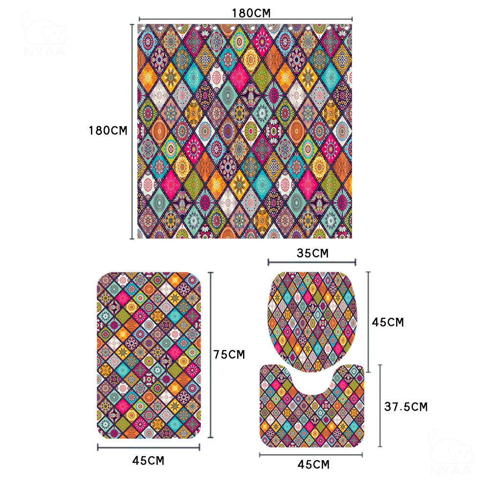 NYAA индийская Мандала набор для ванной богемный этнический цветочный