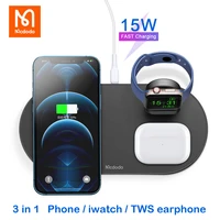 mcdodo 3 in 1 fast wireless charger pad 15w fast charging for apple watch series 5 4 iphone 13 12 tws airpods pro android phone