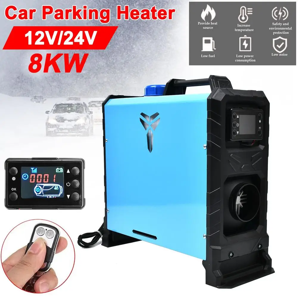 

All In One Air Diesel Car Parking Heater Host 12V 24V 8KW Adjustable For Trucks Motor-Homes Boats Bus +LCD Key Switch+Remote