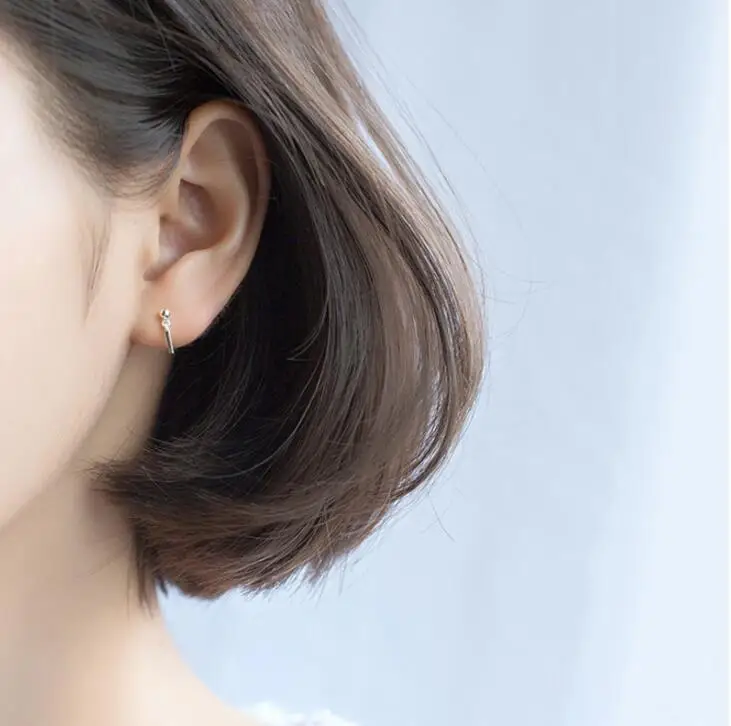 

Fashion Simple 925 Sterling Silver Stud Earrings for Women Party Jewelry female Ear pendientes eh818