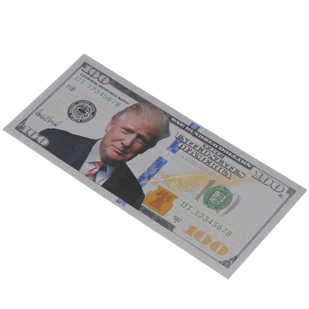 1 шт. пластиковые посеребренные бумажные деньги Дональда Трампа для