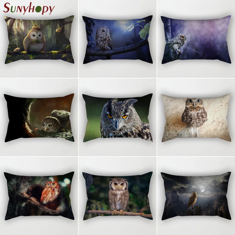 

Custom Owl Pillowcase Satin Fabric Rectangle Bed Pillow Cover For Home Wedding Decorative Pillowcases 1-ZMT