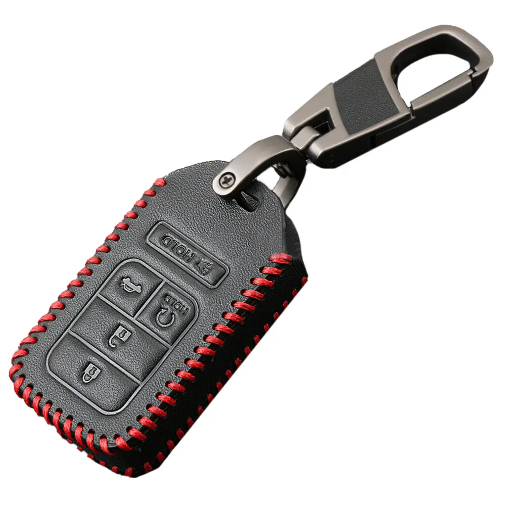 

Car Key Bag For Honda Civic Accord CR-V Pilot Leather Car Remote Key Fob Chain Cover Case 2021 New Styling