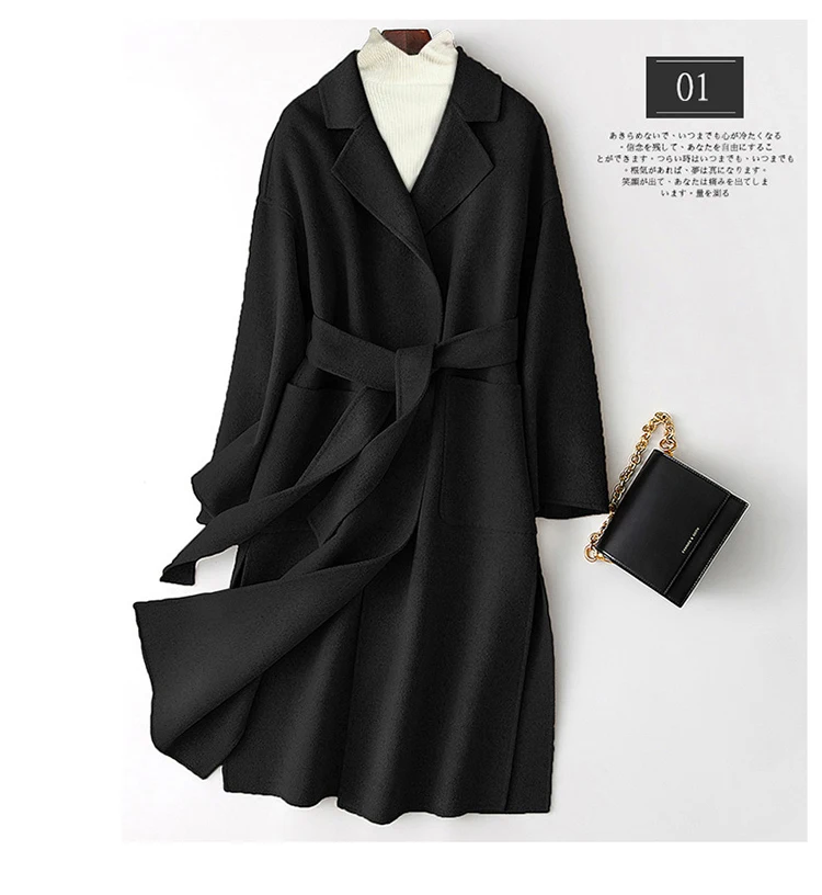 Женское длинное шерстяное пальто свободное теплое большого размера с