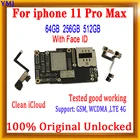 Материнская плата для iPhone 11 pro max сбез распознавания лица, оригинальная разблокированная основная плата для iPhone 11 pro max, протестирована
