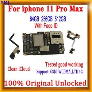Материнская плата для iPhone 11 pro max сбез распознавания лица, оригинальная разблокированная основная плата для iPhone 11 pro max, протестирована