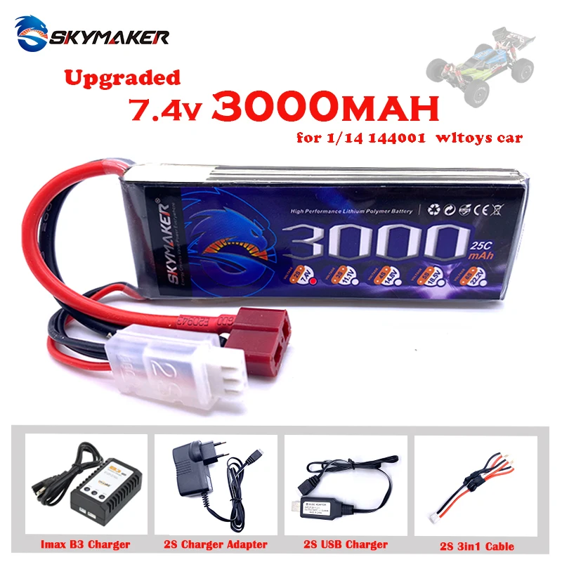 Литий полимерный аккумулятор 2s для Wltoys 7 4 3000 В 144001 мАч запчасти автомобилей T