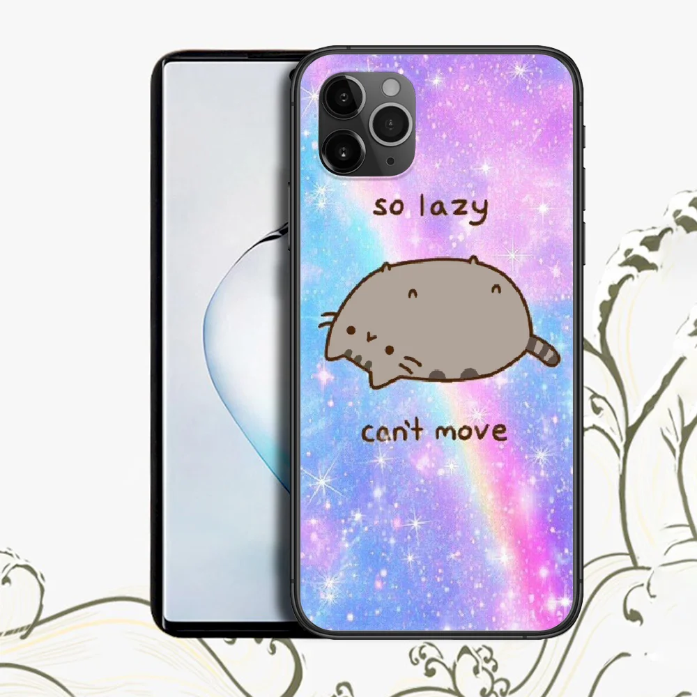 

P-Pusheen Cartoon Cat Iphone 4 4s 5 5S SE 5C 6 6S 7 8 Plus 11 12 Mini Pro Max X XS XR 2020 For Phone Case black Etui Luxury