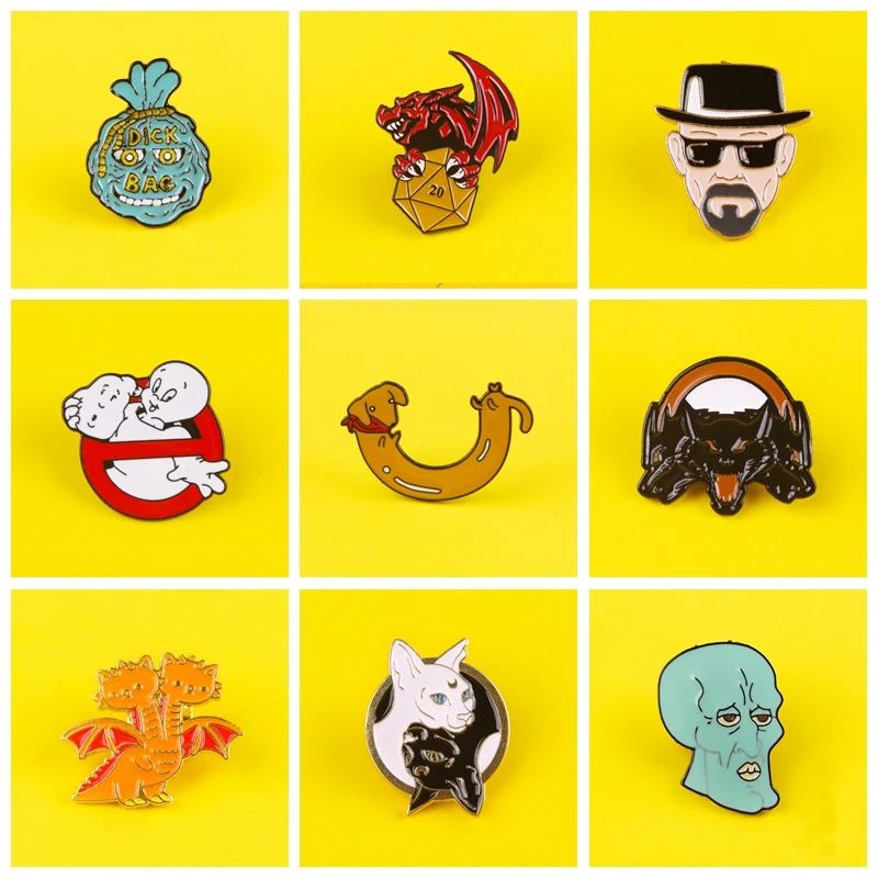 Мультяшные эмалевые значки для рюкзаков металлические с изображением злого