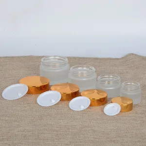 Frosted Glass Cream Jar Cosmetic Container 5-100g Cosmetic Jars Silver Gold Lid Glass Bottle Make Up Container Empty Jars Travel