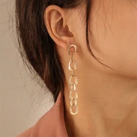 wesparking emo gold plated metal circle embossed eardrop long pendant earrings year trend impact stud earrings free shipping
