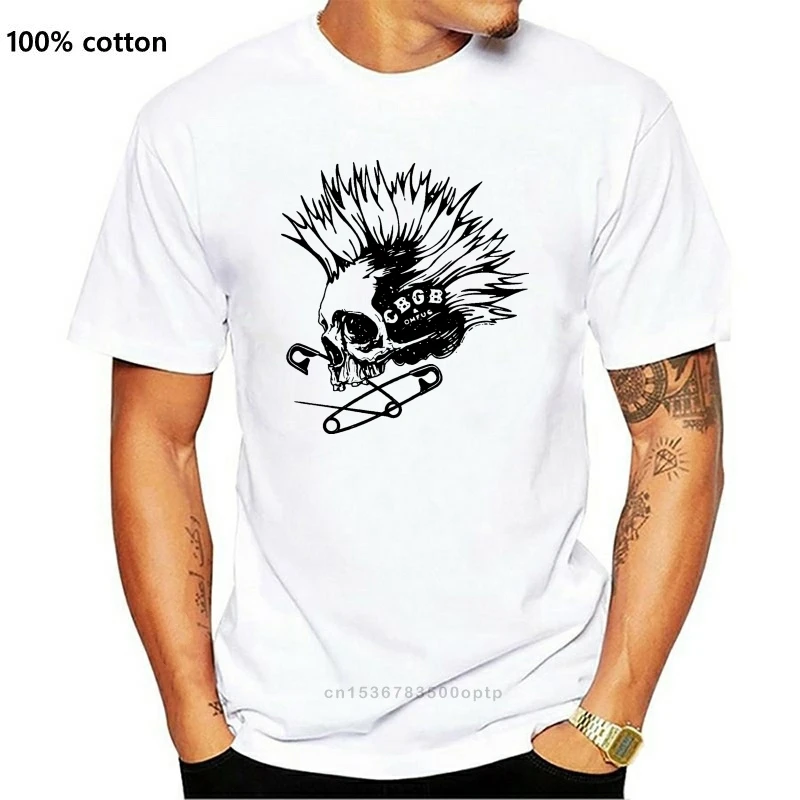 

New Brand 2021 2021 Summer Mens Short CBGB Skull Punk Safety Pins Men T-Shirt Cute T Shirts