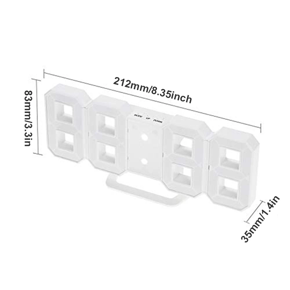

LED Wall Clock Display 3D Digital Hanging Nightlight Wall Clocks For Home Living Room Office Electronic Clock Bedroom Whit