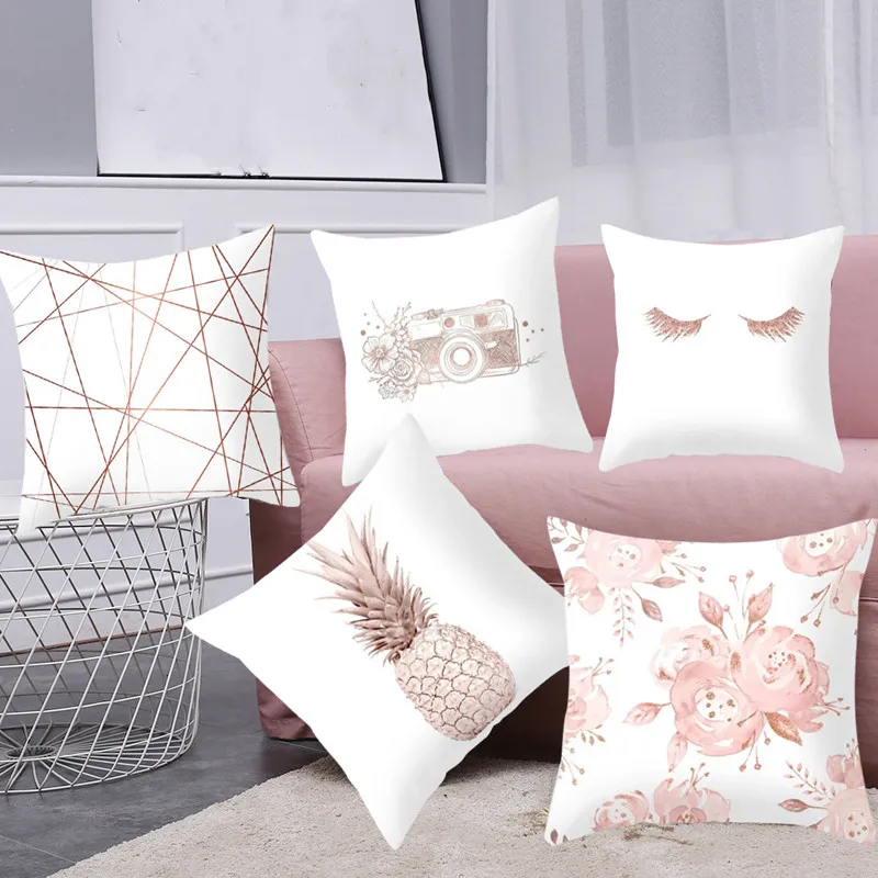 Подушка Чехол из розового золота с геометрическим рисунком ананаса блеском