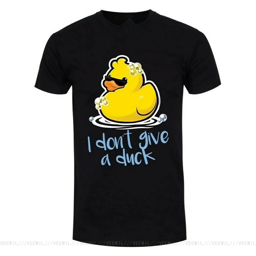 

T-Shirt I Don't Give A Duck Men's Black Cotton Cool Tops O Neck Tee Shirt