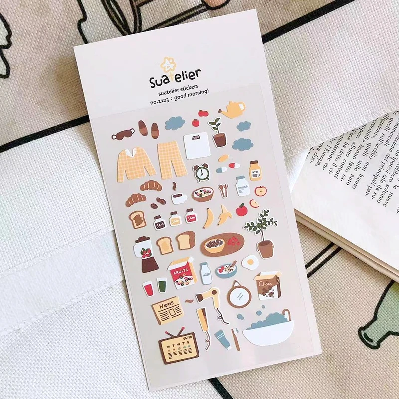 

Suatelier No.1123 Good Morning Stickers Scrapbooking Material Breakfast Cutting Dies Junk Journal Decoration INS Style 2021 New