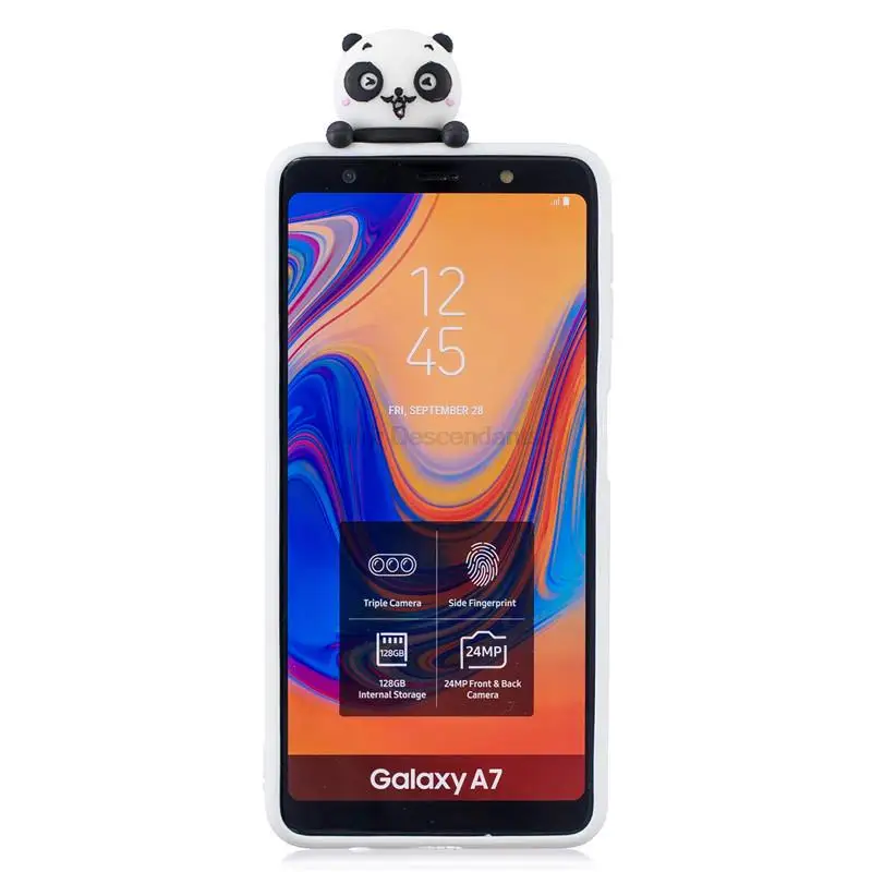 Чехол для Samsung A7 2018 Мягкая силиконовая задняя крышка 3D Панды Galaxy A750 чехол чехлы Etui