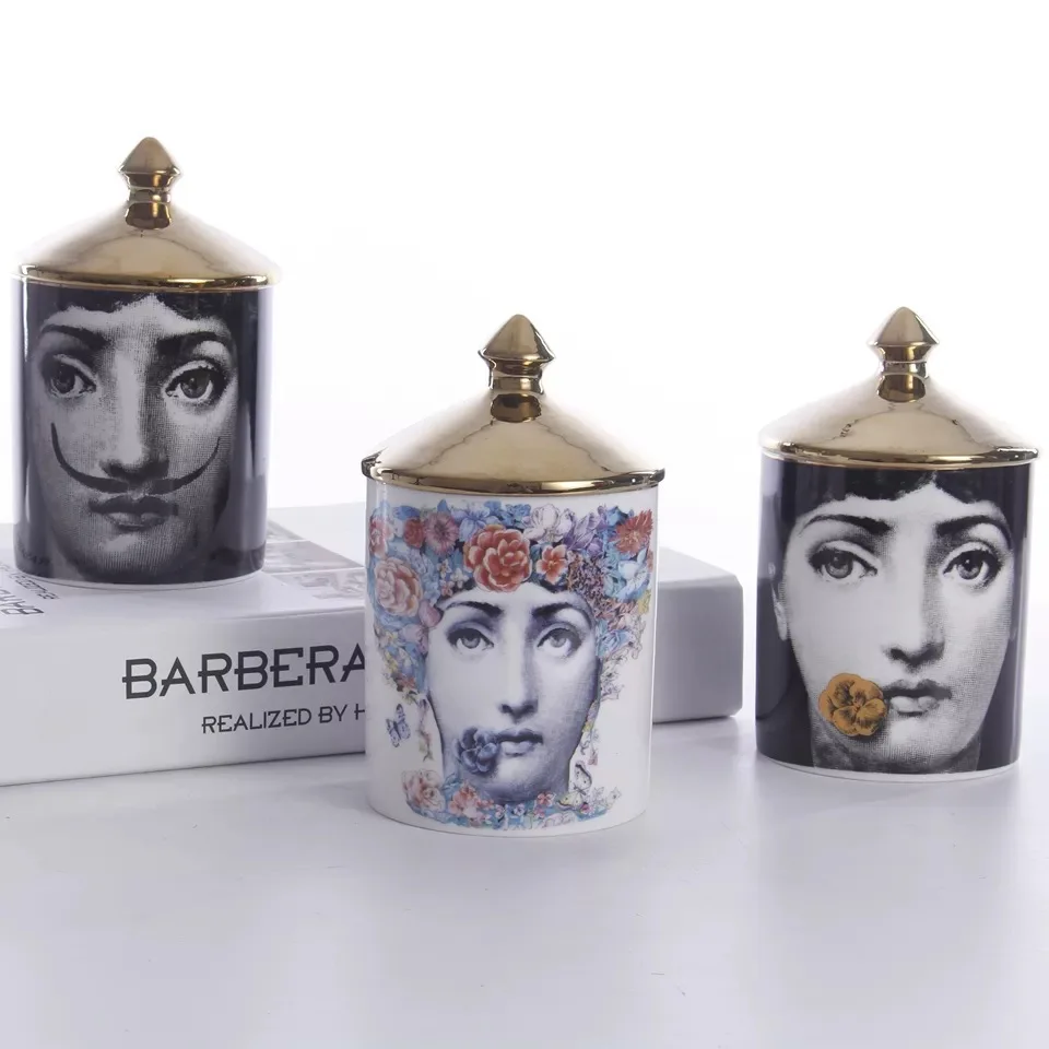 Классический художественный Декор для дома, фарфоровый подсвечник Fornasetti, банка для хранения свечей, керамическая банка для украшения дома, держатель для ручек