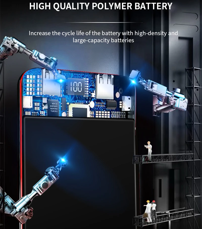 Внешний аккумулятор ROCK 10000 мАч ЖК-дисплей тонкий внешний для Xiaomi Mi 9 iPhone два выхода