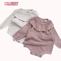 autumn new born baby knitted romper baby girls romper ruffle long sleeve newborn baby clothes infant baby jumpsuits girl overall