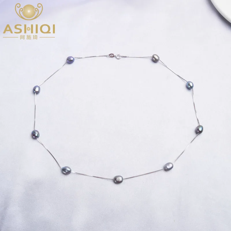 

ASHIQI Baroque Natural Freshwater Pearl Necklace Pendant For Women with 925 Sterling Silver Chain Fashion Jewelry