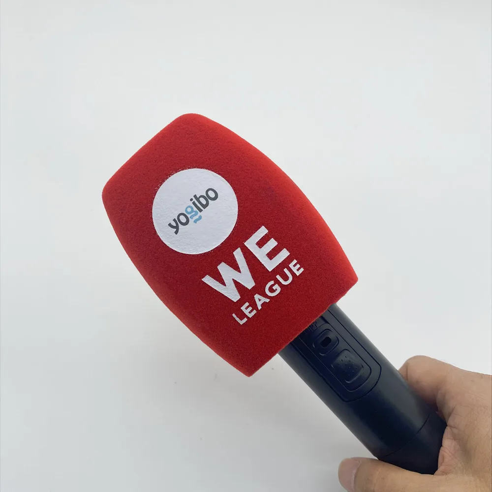 Triangle Flocking Microphone Sponge Printing Covers Customized Mic Windscreens Logo Foam For TV Stations Reporters Interview