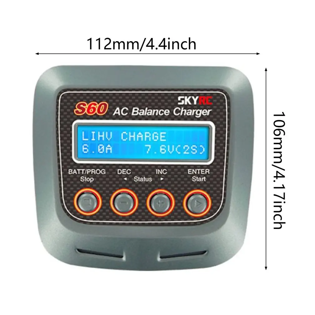 

SK-100106-02 S60 60W/6A Intelligent AC Balance Charger Discharger With Multi Charging Modes For LiPo LiHV LiFe Lilon NiCd NiMh