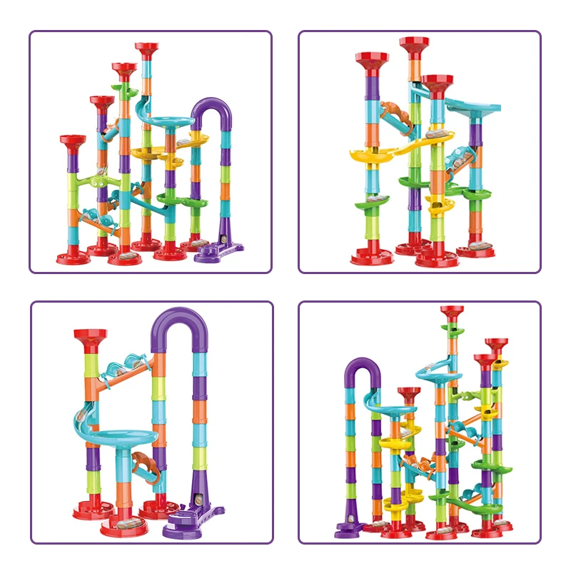 45 142pcs diy track blocks construction marble run race track building blocks kids 3d maze toys children christmas gift free global shipping