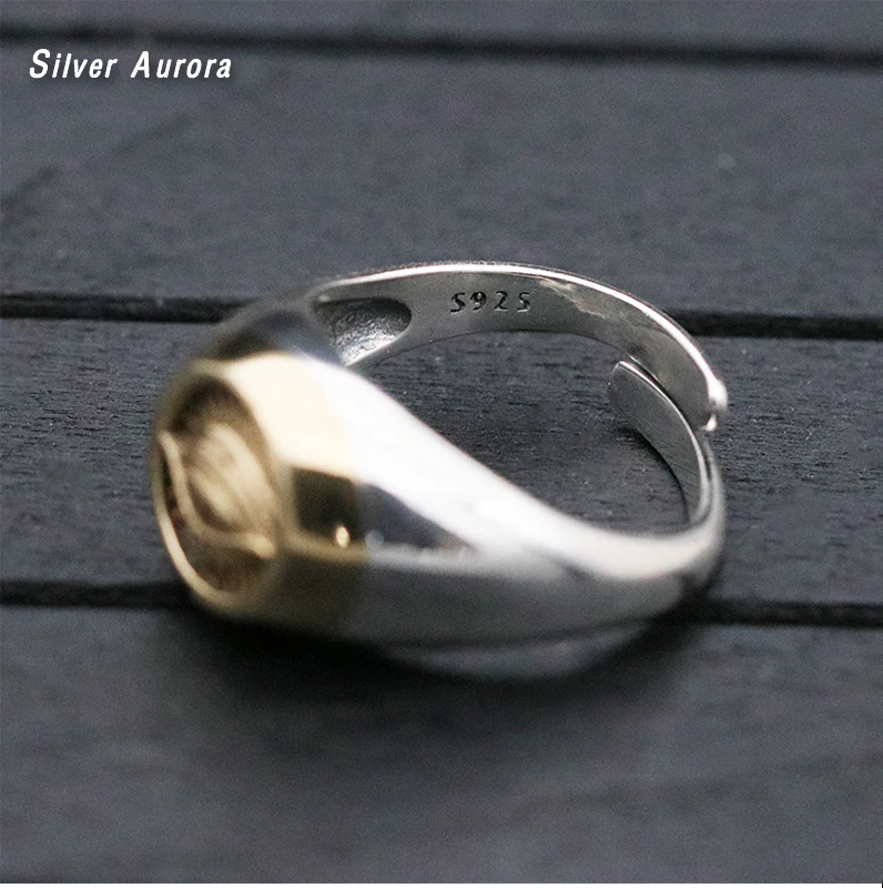 Authentic 925 Silver Gold Color God Eye Opening Ring for Men Women Vintage Punk Male Personalized Sterling Jewelry YY002 | Украшения и