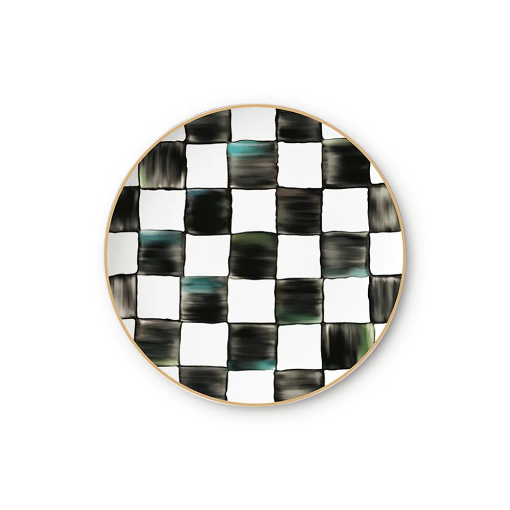 Домашний экспорта Черный и белый пять в ряд цвета слоновой кости Тарелка