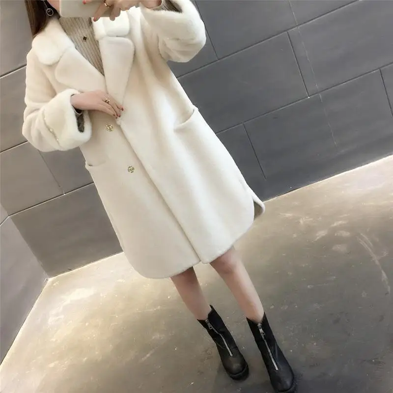 Осенне зимнее пальто женское 2019 повседневное свободное однотонное длинное